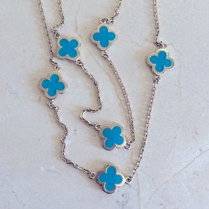 Gold and turquoise clover necklace